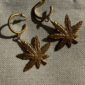 Gold Leaf Drop Earrings